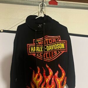 Harley-Davidson Black Sweater with Red and Yellow Flames